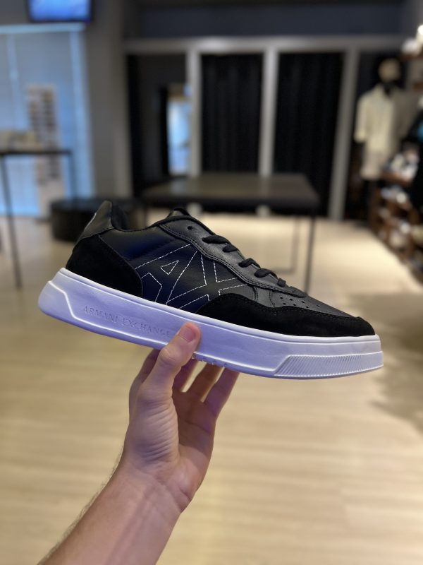Tênis AX Preto Com Branco- Couro/Camurça